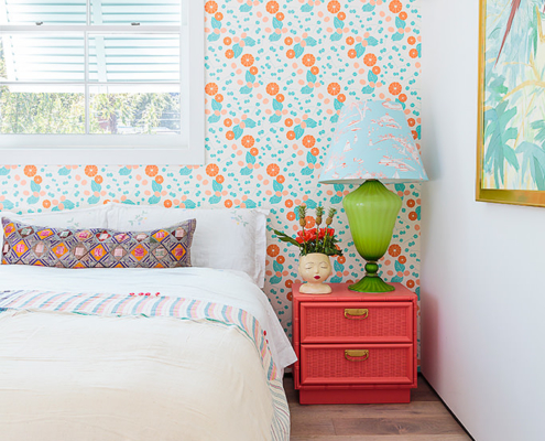 Touch Interiors citrus inspired Mexican bedroom with wallpaper