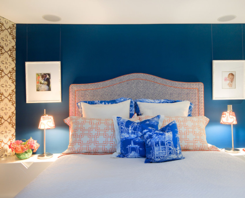 Touch Interiors Bronte Beach bedroom with deep blue wall