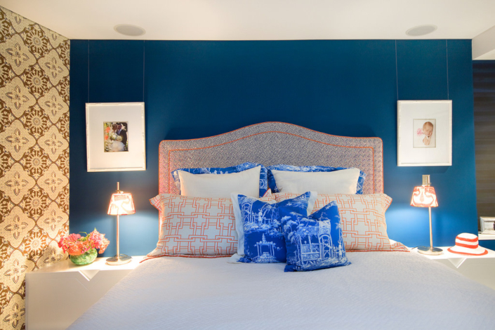 Touch Interiors Bronte Beach bedroom with deep blue wall